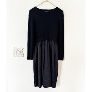 Cos Black Ribbed Wool Sweater Layered Dress S